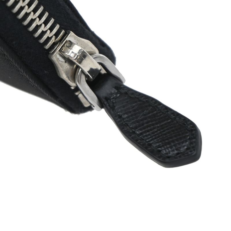 Prada Long Wallet Round Zipper Black Nylon Leather 62kb035