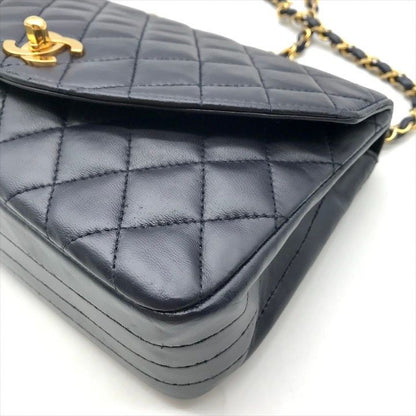 Chanel Quilted CC Logo Lambskin Turnlock Shoulder Bag Navy