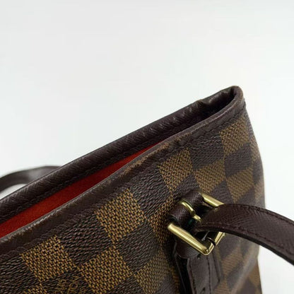 Louis Vuitton Marais Damier Ebene Damier Ebene Leather × PVC Brown Tote Bag